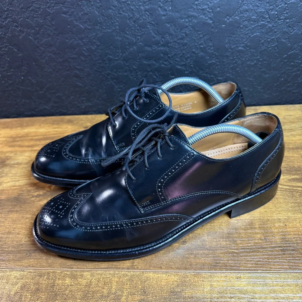 Bostonian First‎ Flex 25080 Black Leather Wingtip Oxford Mens 9.5M